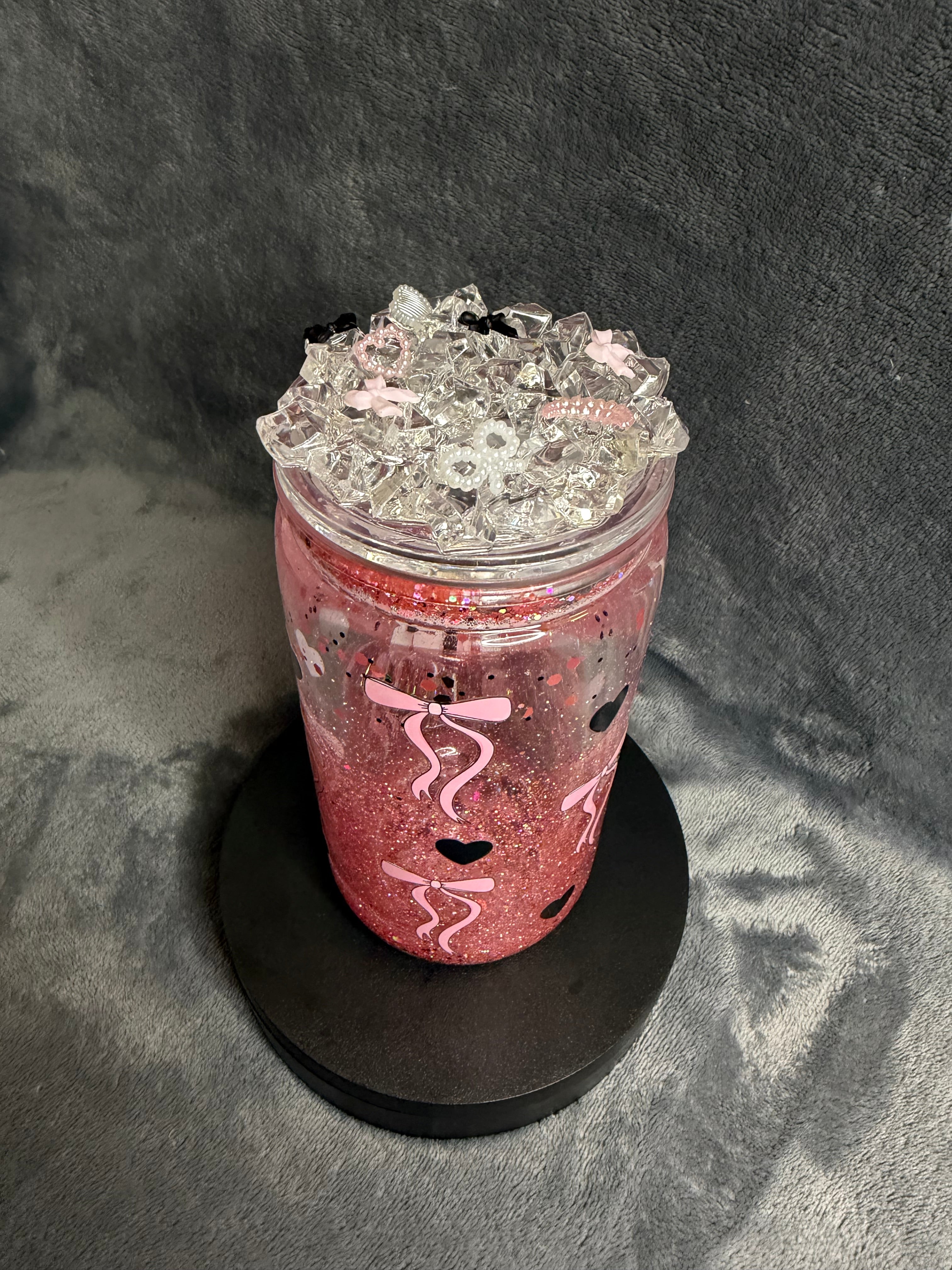16oz bow snowglobe tumbler