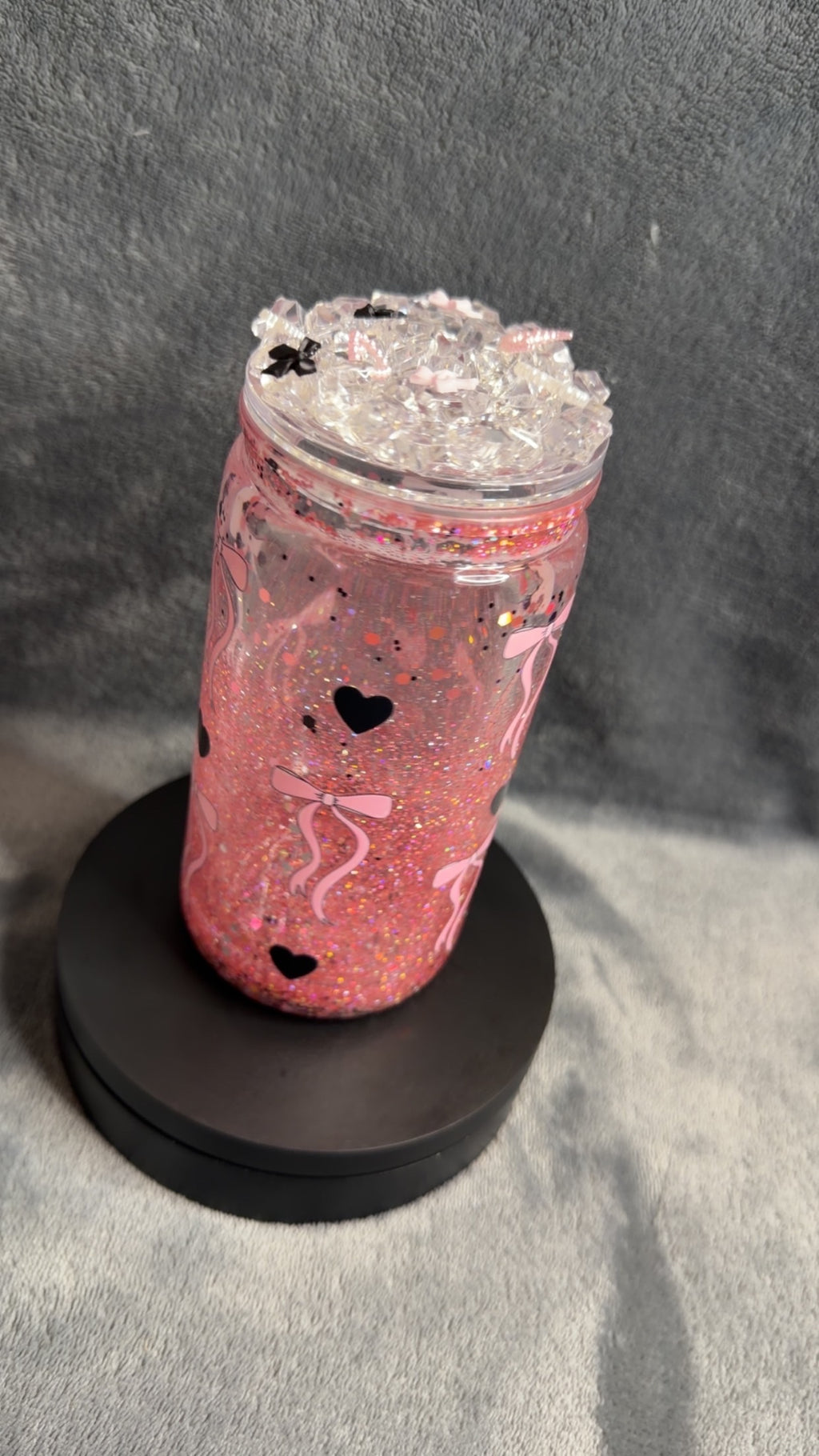 16oz bow snowglobe tumbler