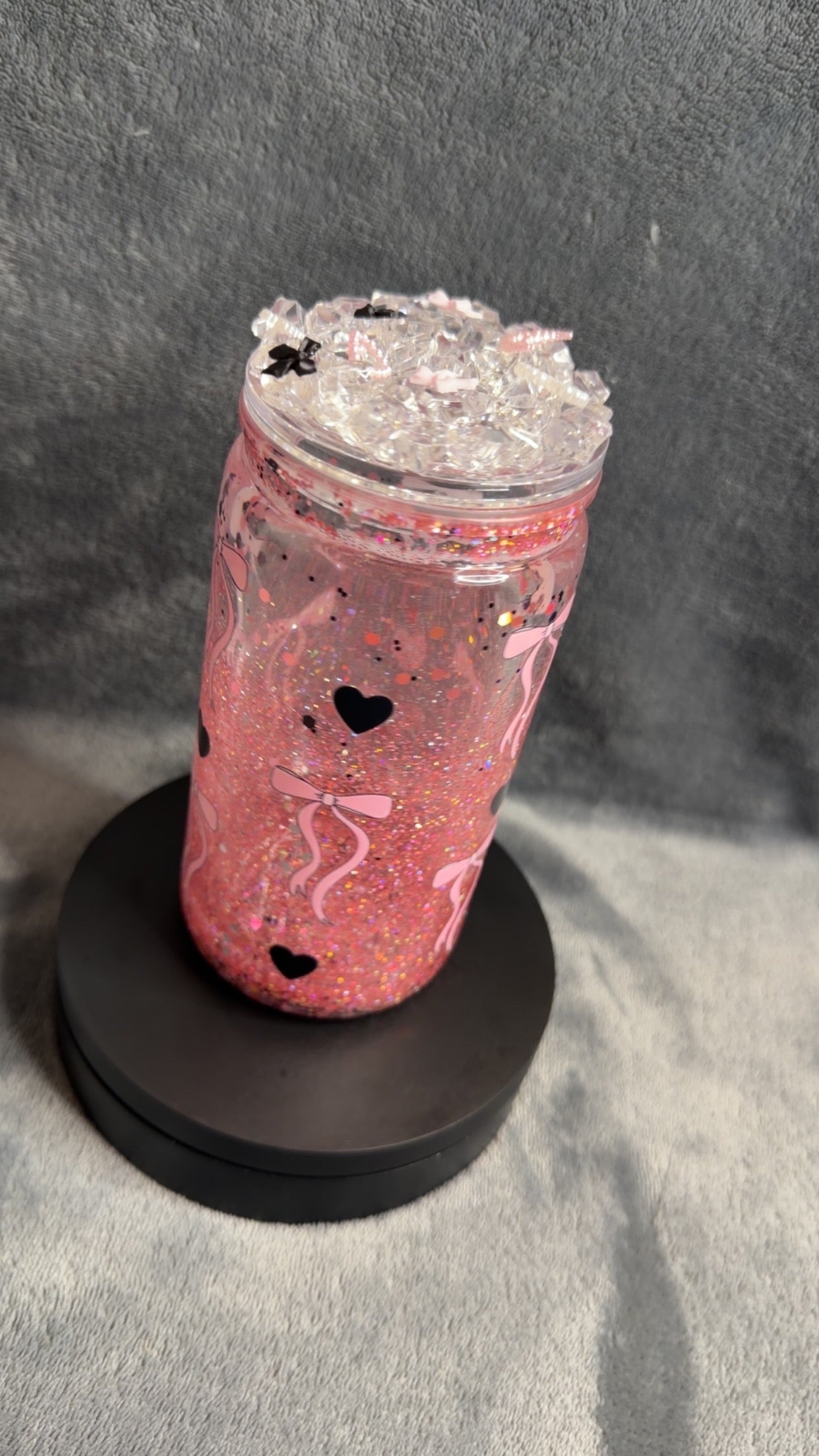 16oz bow snowglobe tumbler