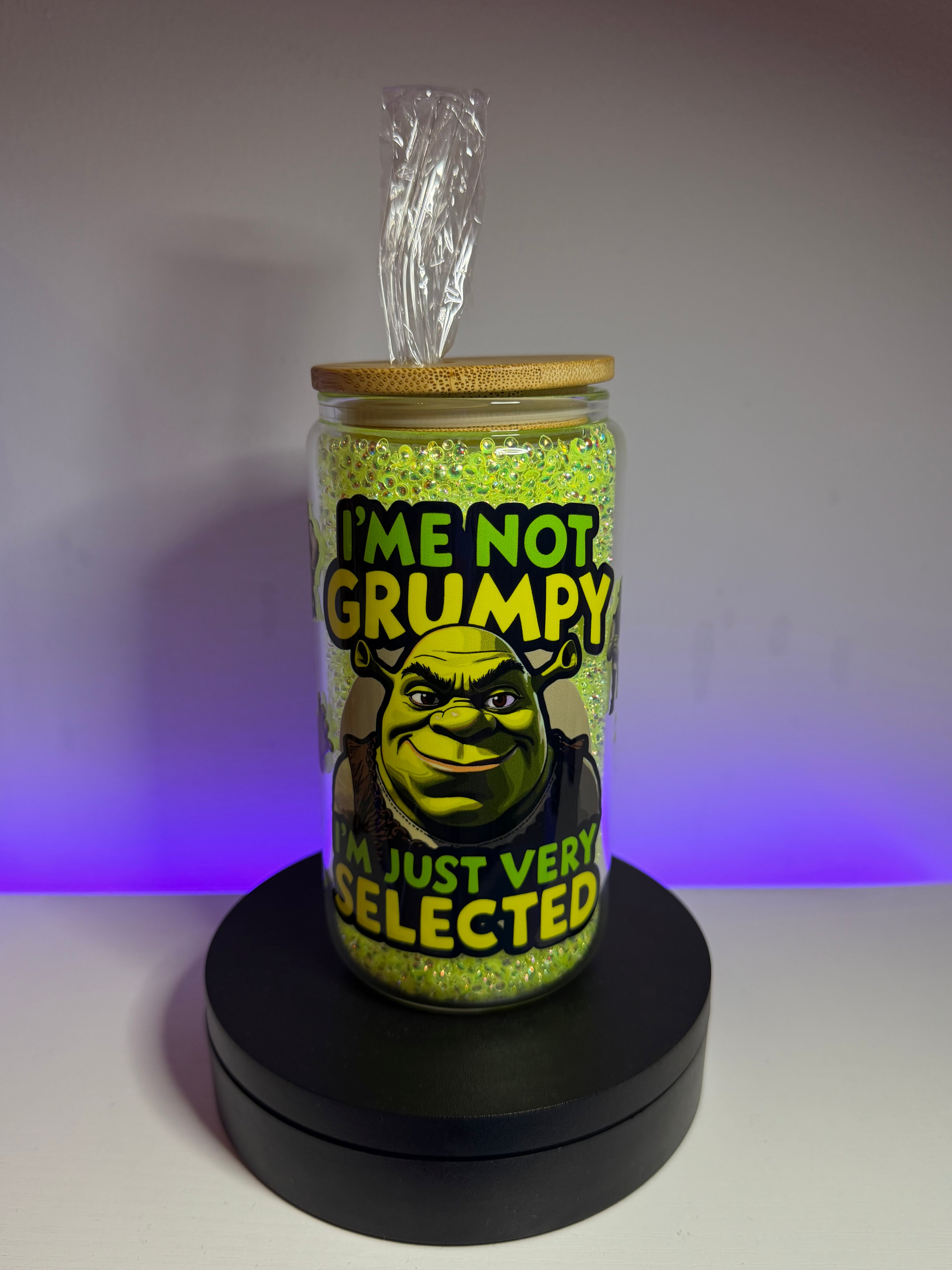 16oz shrek tumbler with diamond beads