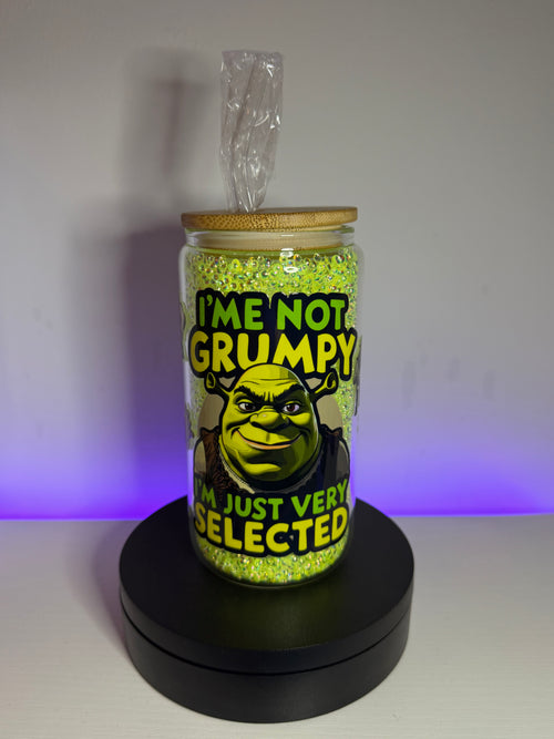 16oz shrek tumbler with diamond beads