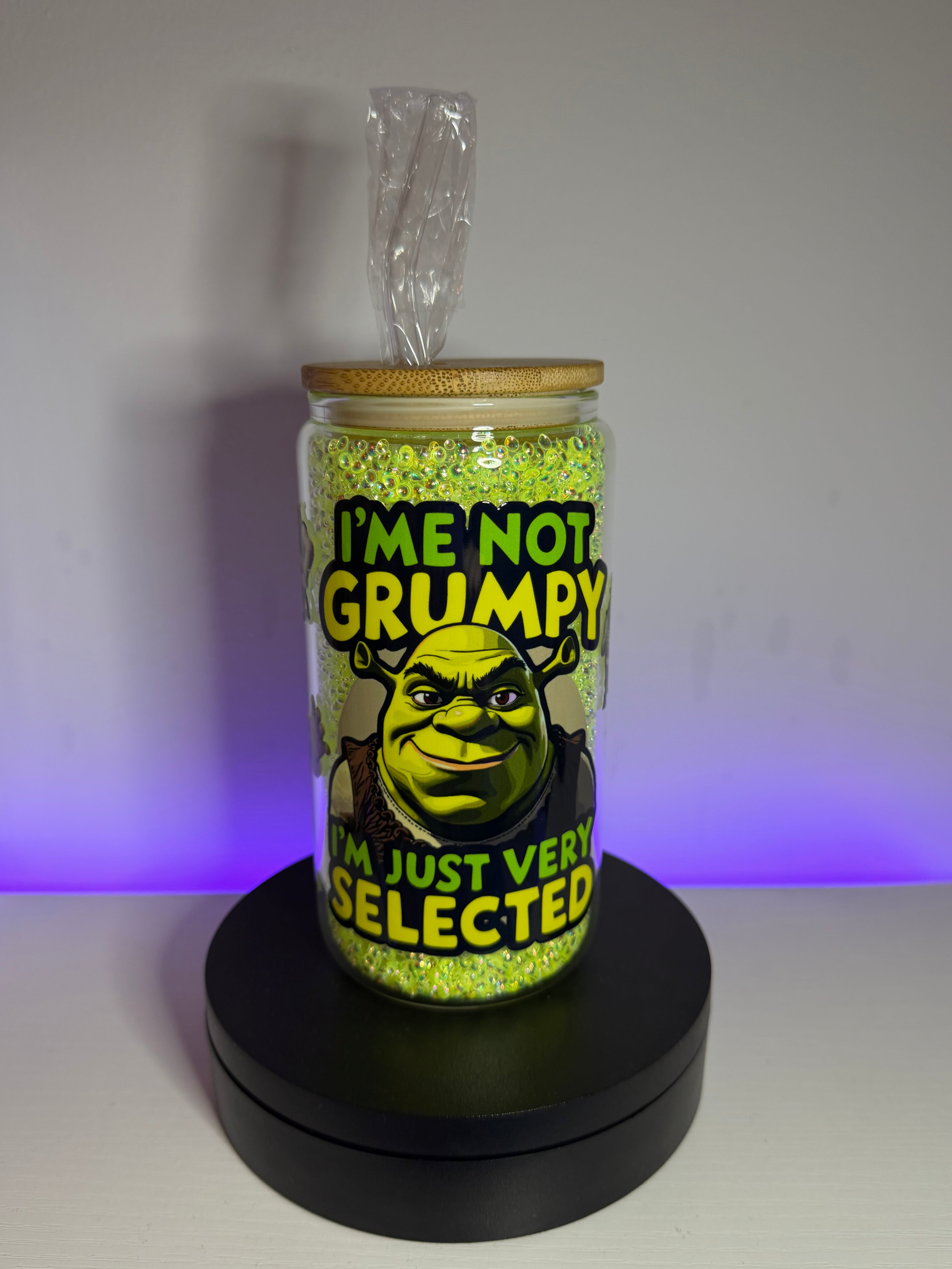 16oz shrek tumbler with diamond beads